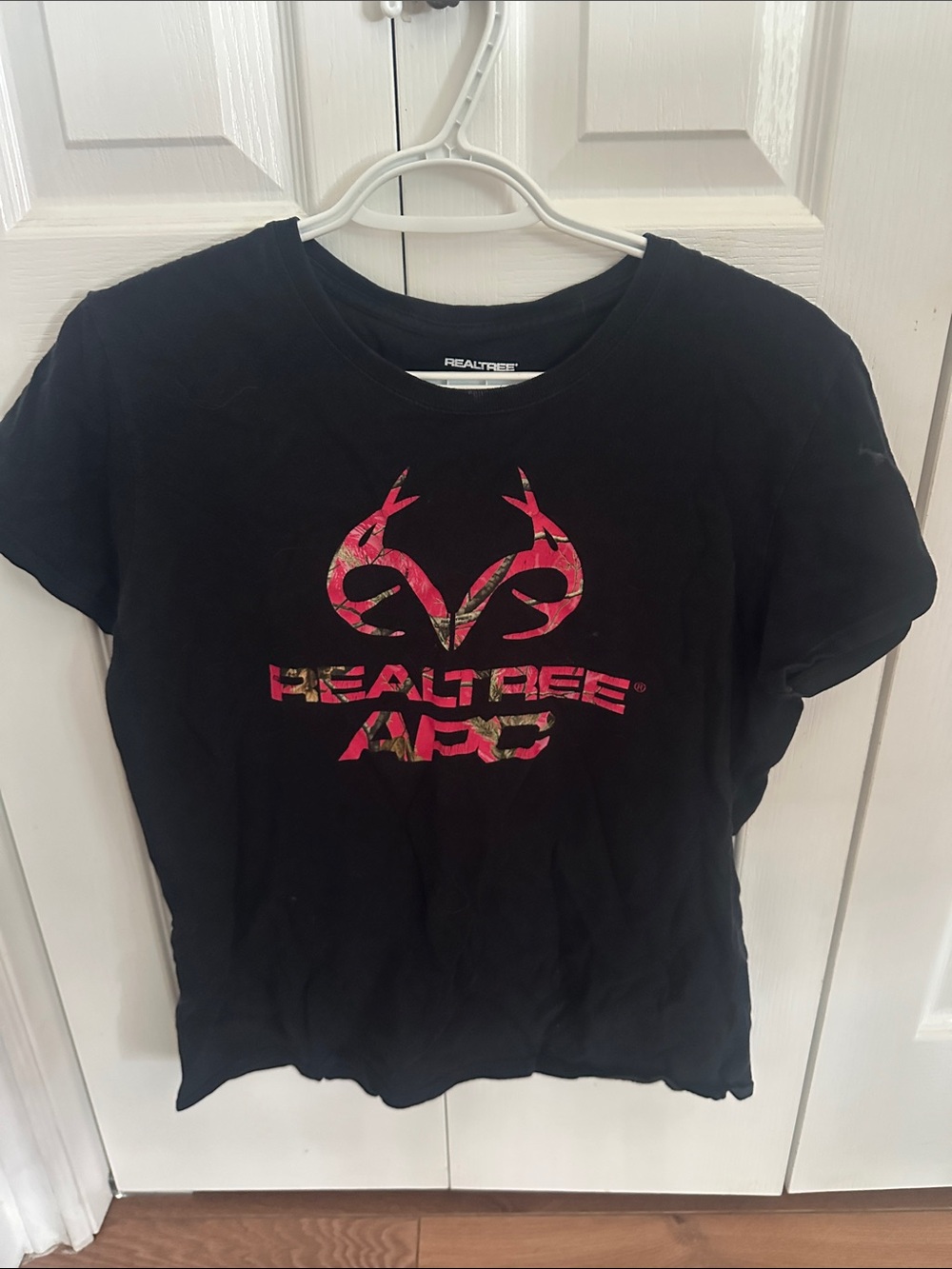 Realtree Black Tee with Pink Camo Logo